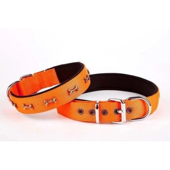 Doggie Comfort Dokuma Kemikli Köpek Boyun Tasması Large Turuncu 3x47-55 Cm