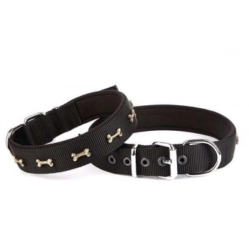 Doggie Comfort Dokuma Kemikli Köpek Boyun Tasması Medium Siyah 2.5x37-45 Cm