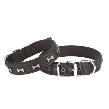 Doggie Comfort Dokuma Kemikli Köpek Boyun Tasması Medium Siyah 3x42-50 Cm