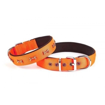 Doggie Comfort Dokuma Kemikli Köpek Boyun Tasması Medium Turuncu 2.5x37-45 Cm