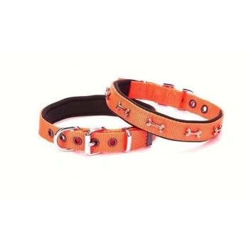 Doggie Comfort Dokuma Kemikli Köpek Boyun Tasması Medium Turuncu 2x35-40 Cm