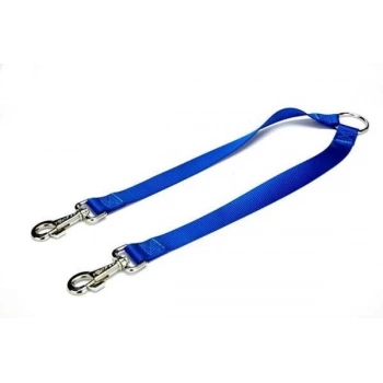 Doggie Dokuma Çift Köpek Gezdirme Tasma Aparatı Medium Mavi 2.5x70-60 Cm