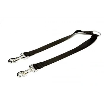 Doggie Dokuma Çift Köpek Gezdirme Tasma Aparatı Medium Siyah 2.5x70-60 Cm