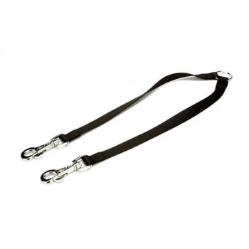 Doggie Dokuma Çift Köpek Gezdirme Tasma Aparatı Medium Siyah 2x60-60 Cm