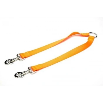 Doggie Dokuma Çift Köpek Gezdirme Tasma Aparatı Medium Turuncu 2.5x70-60 Cm