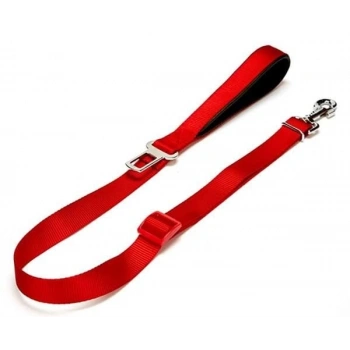 Doggie Dokuma Emniyet Kemerli Köpek Gezdirme Tasma Aparatı Medium Kırmızı 2.5x80-120 Cm