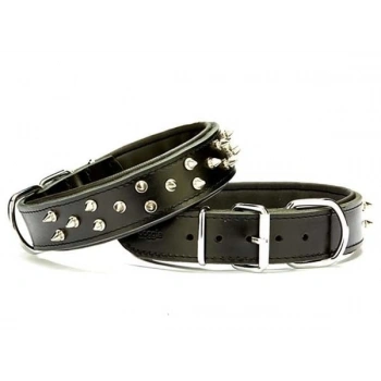 Doggie Güçlü Deri Çivili Köpek Boyun Tasması Large Siyah 4x57-65 Cm