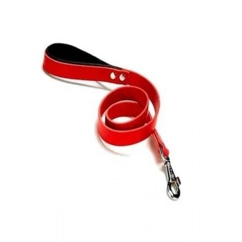 Doggie Konfor Deri Köpek Gezdirme Tasması Medium Kırmızı 2.5x120 Cm