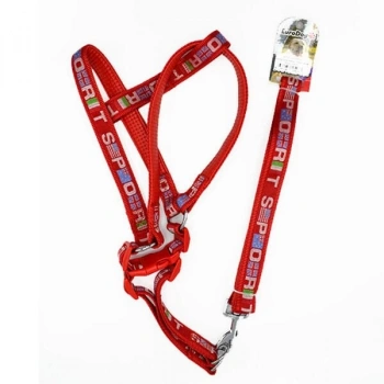 Euro Dog Köpek Uzatma Tasması ve Göğüs Tasması Takımı Kırmızı 22 Mm 120 Cm