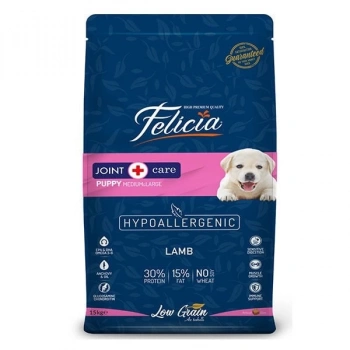 Felicia Düşük Tahıllı Hipoalerjenik Kuzu Etli Orta ve Büyük Irk Yavru Köpek Maması 15 Kg