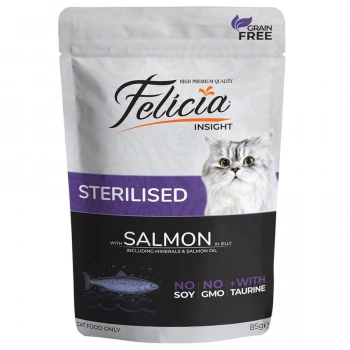 Felicia Tahılsız Somonlu Pouch Kısırlaştırılmış Konserve Kedi Maması 85 Gr