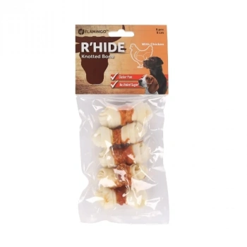 Flamingo Tavuk Etli Sargılı Düğüm Köpek Kemik Ödülü 5 Adet 5 Cm
