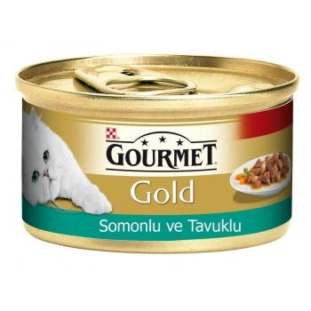 Gourmet Gold Somon ve Tavuklu Yetişkin Konserve Kedi Maması 85 Gr