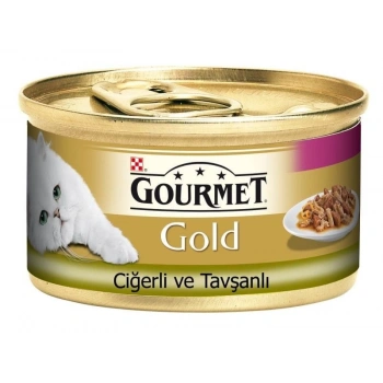 Gourmet Gold Tavşan ve Ciğerli Yetişkin Konserve Kedi Maması 85 Gr