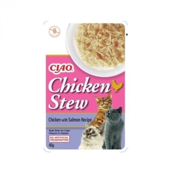 Inaba Ciao Stew Tavuk Güveç ve Somonlu Pouch Yetişkin Kedi Konservesi 40 Gr