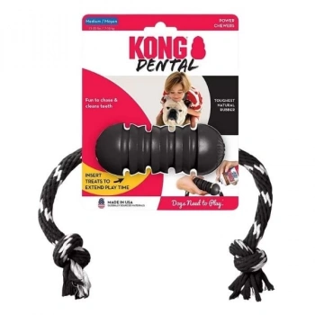 Kong Extreme Dental Diş Temizliği için İp Sallantılı Ultra Sert Köpek Oyuncağı Medium