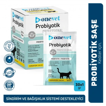 OneVet Sindirim ve Bağışıklık Güçlendirici Kediler için Probiyotik Saşe 1 Gr 30 Adet