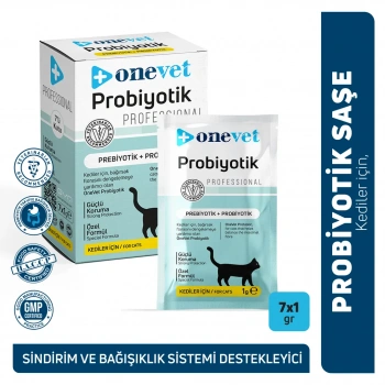 OneVet Sindirim ve Bağışıklık Güçlendirici Kediler için Probiyotik Saşe 1 Gr 7 Adet