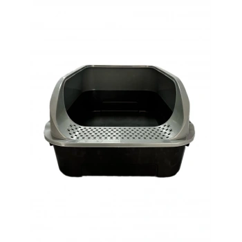 Plastart Açık Büyük Kedi Tuvaleti Siyah-Gri