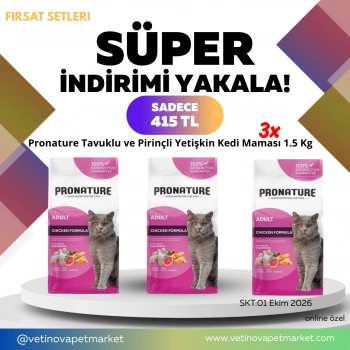 Pronature Adult Tavuklu ve Pirinçli Yetişkin Kedi Maması 1.5 Kg (3 Adet)