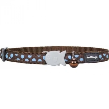 Red Dingo Balık Tokalı Kahverengi Mavi Benekli Kedi Boyun Tasması 12 Mm