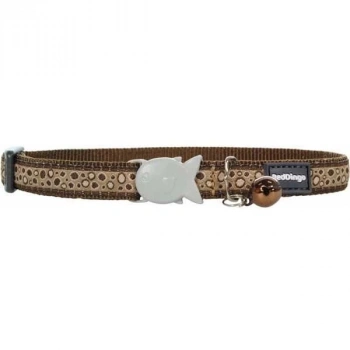 Red Dingo Bedrock Desenli Kedi Boyun Tasması Kahverengi 12 Mm