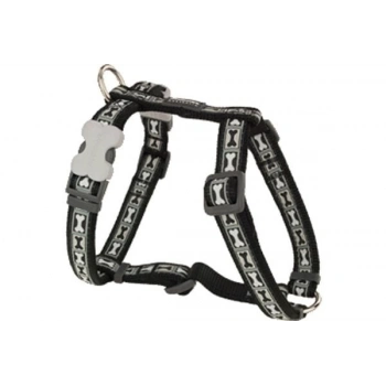 Red Dingo Bone Yard Desenli Köpek Göğüs Tasması Siyah 15 Mm