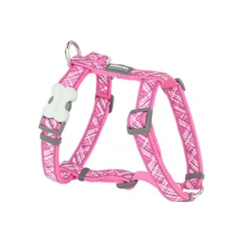 Red Dingo Flanno Desenli Köpek Göğüs Tasması Pembe 25 Mm