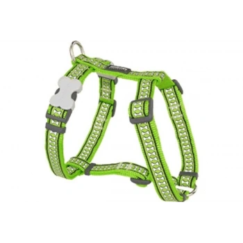 Red Dingo Reflektörlü Kemik Desenli Köpek Göğüs Tasması Lime Xlarge 25 Mm