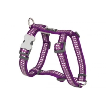 Red Dingo Reflektörlü Kemik Desenli Köpek Göğüs Tasması Mor 12 Mm