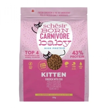 Schesir Born Carnivore Baby Tavuklu ve Yumurtalı Yavru Kedi Maması 255 Gr