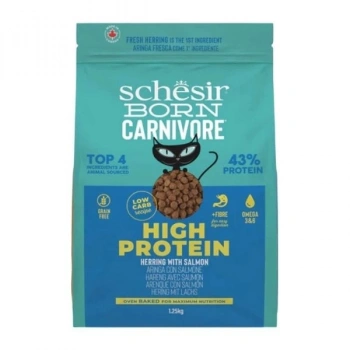 Schesir Born Carnivore Somonlu ve Ringa Balıklı Yetişkin Kedi Maması 1.25 Kg