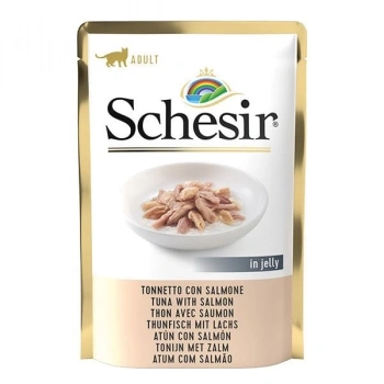 Schesir Jöleli Ton Balık ve Somonlu Yetişkin Konserve Kedi Maması 85 Gr
