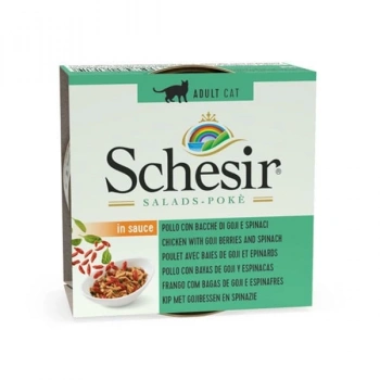 Schesir Salad Tavuk Goji Berry ve Ispanaklı Yetişkin Konserve Kedi Maması 85 Gr