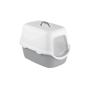Stefanplast Cathy Kapalı Kedi Tuvaleti Beyaz/Gri 56x40x40 Cm
