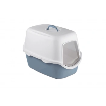 Stefanplast Cathy Kapalı Kedi Tuvaleti Beyaz/Mavi 56x40x40 Cm