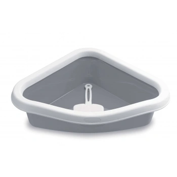 Stefanplast Sprint Corner Köşeli Açık Kedi Tuvaleti Beyaz/Gri 56x40x14 Cm