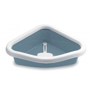Stefanplast Sprint Corner Köşeli Açık Kedi Tuvaleti Beyaz/Mavi 56x40x14 Cm