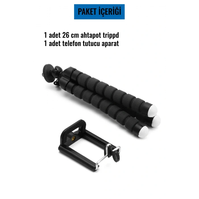 Concord T-1 26 cm Süngerli Ahtapot Tripod Telefon Tutucu Aparat