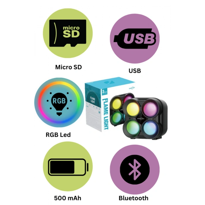 GTS-1835 3 Inç 5 W Mini Boy RGB Led Taşınabilir Usb TF Kart Bluetooth Speaker 500 mAh