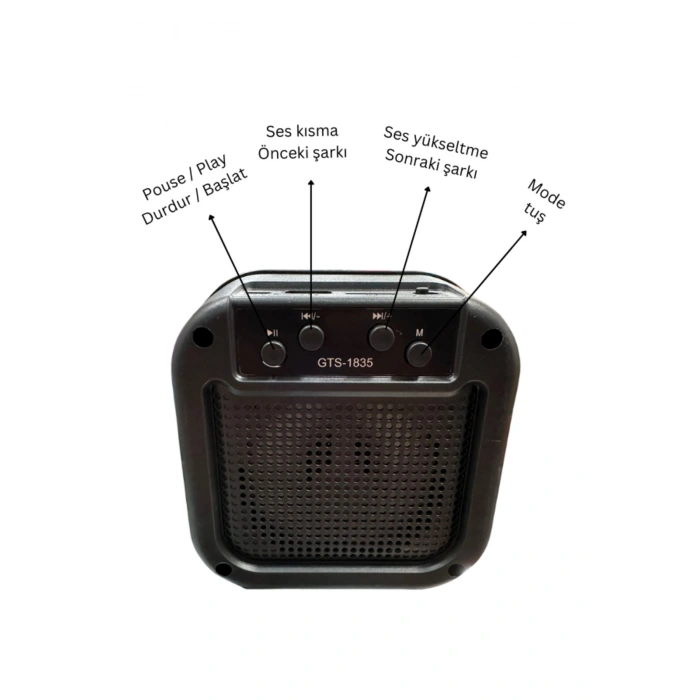 GTS-1835 3 Inç 5 W Mini Boy RGB Led Taşınabilir Usb TF Kart Bluetooth Speaker 500 mAh