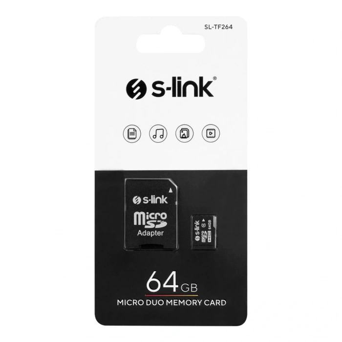 S-link 64 GB Class10 Adaptörlü Micro SD Kart Bellek