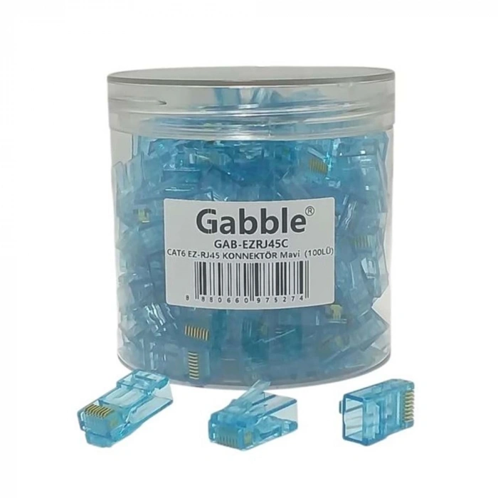 Gabble Renkli GAB-EZRJ45C EZ-RJ45 Mavi Delikli Yeni Nesil Konnektör