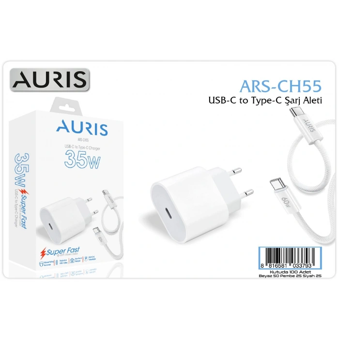 Auris CH55 35W USB-C To Type-C Super Fast Şarj Aleti Seti