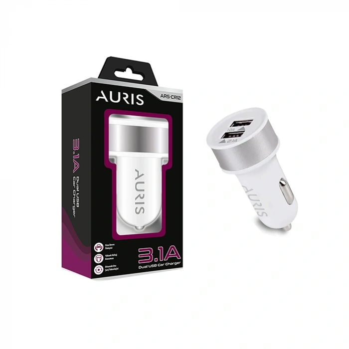 Auris ARS-CR12 Araç Çakmaklık 2xUSB Şarj Aleti Başlığı Eco 3,1Amper