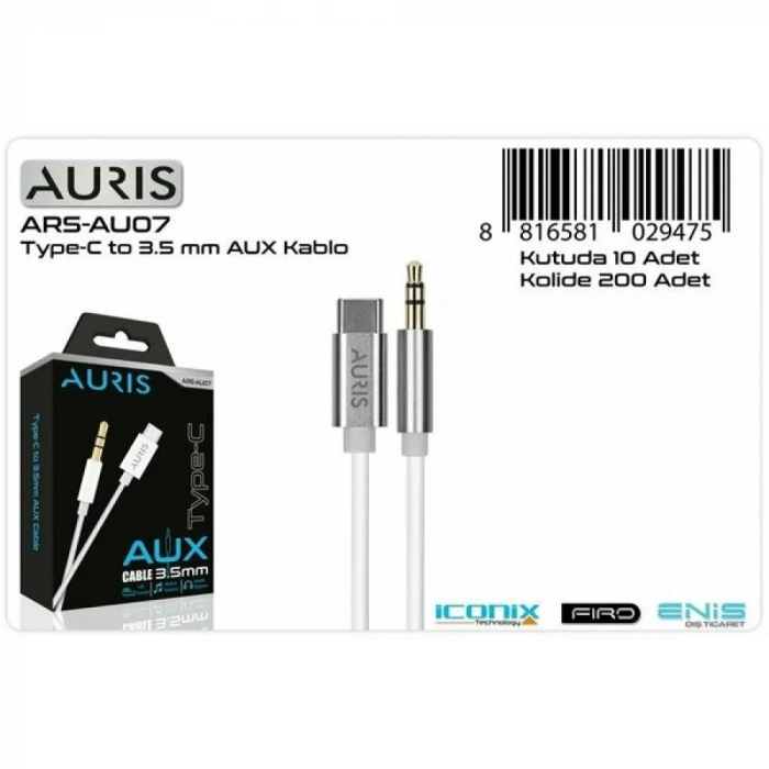 Auris Aux Kablo Type-C Tak Çalıştır ARS-AU07 9475
