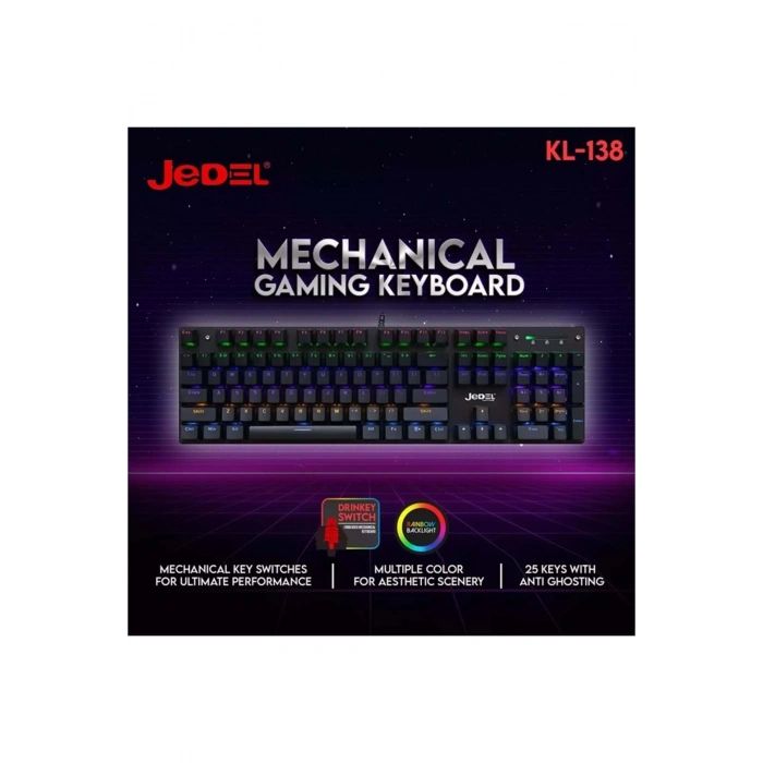 KL-138 Blue Switch Mekanik RGB Efekli Işıklı Oyuncu Klavye Q TR