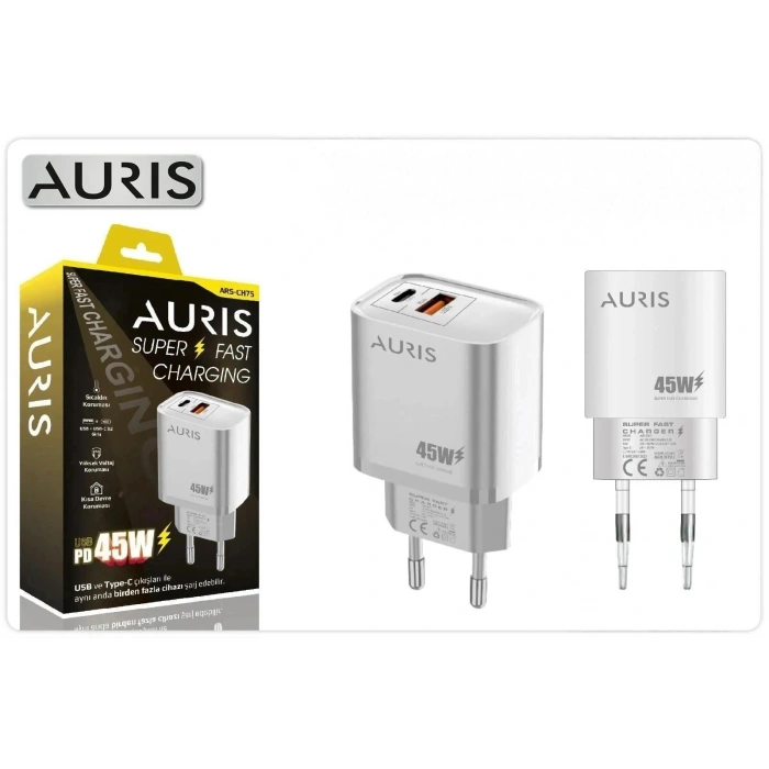 Auris ARS-CH75B 45W Usb+Type-C Çift Çıkışlı Başlık