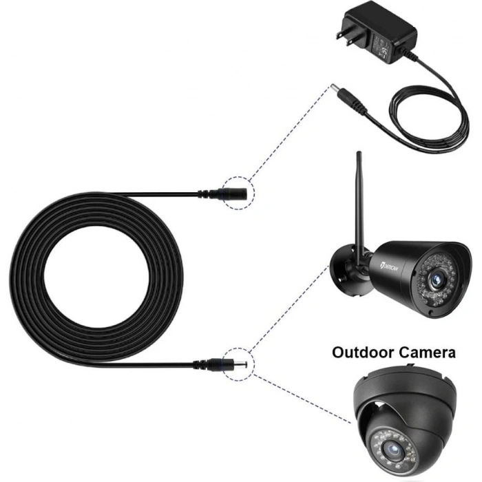 Alfais 4383 Dc Adaptör Uzatma Kablosu 2 Metre 5.5mm x 2.1mm Dişi Erkek