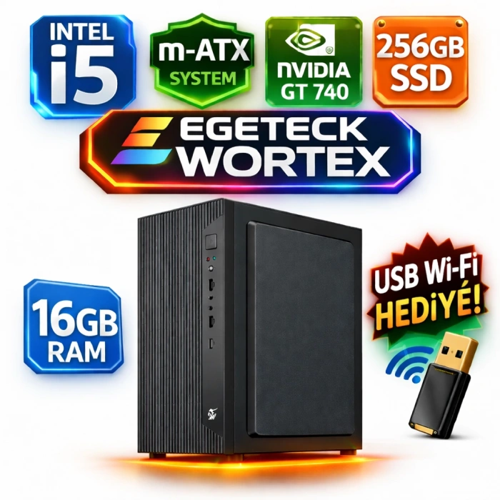 EGETECK Wortex i5 3470 16GB RAM 256GB SSD 4GB GT740 128 BİT Bilgisayar Kasası (WGT16256)